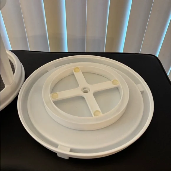 2 Pack White & Gray Non-Skid 2-Tier Turntable (Lazy Susan) 9 1/2 Inch Diameter - Picture 3 of 7